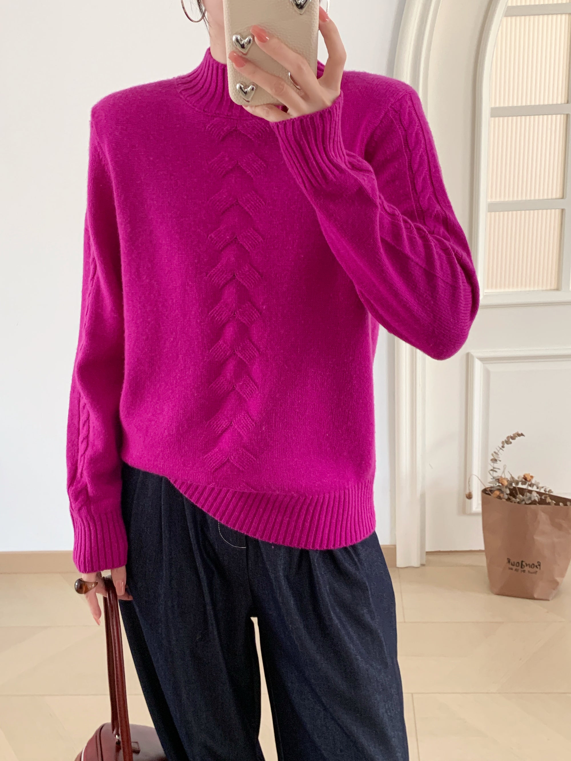 Ladies sweater 100%wool
