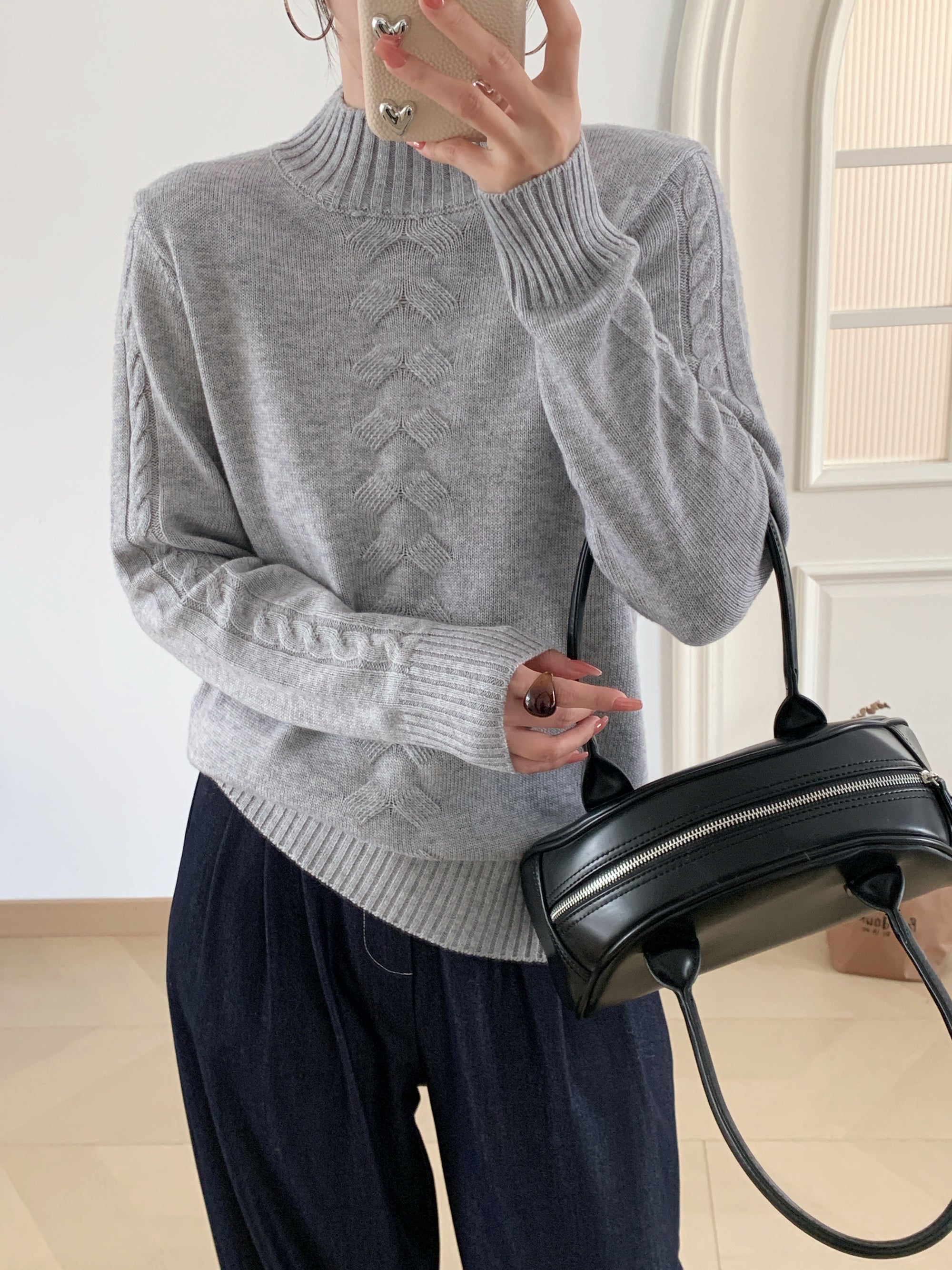 Ladies sweater 100%wool
