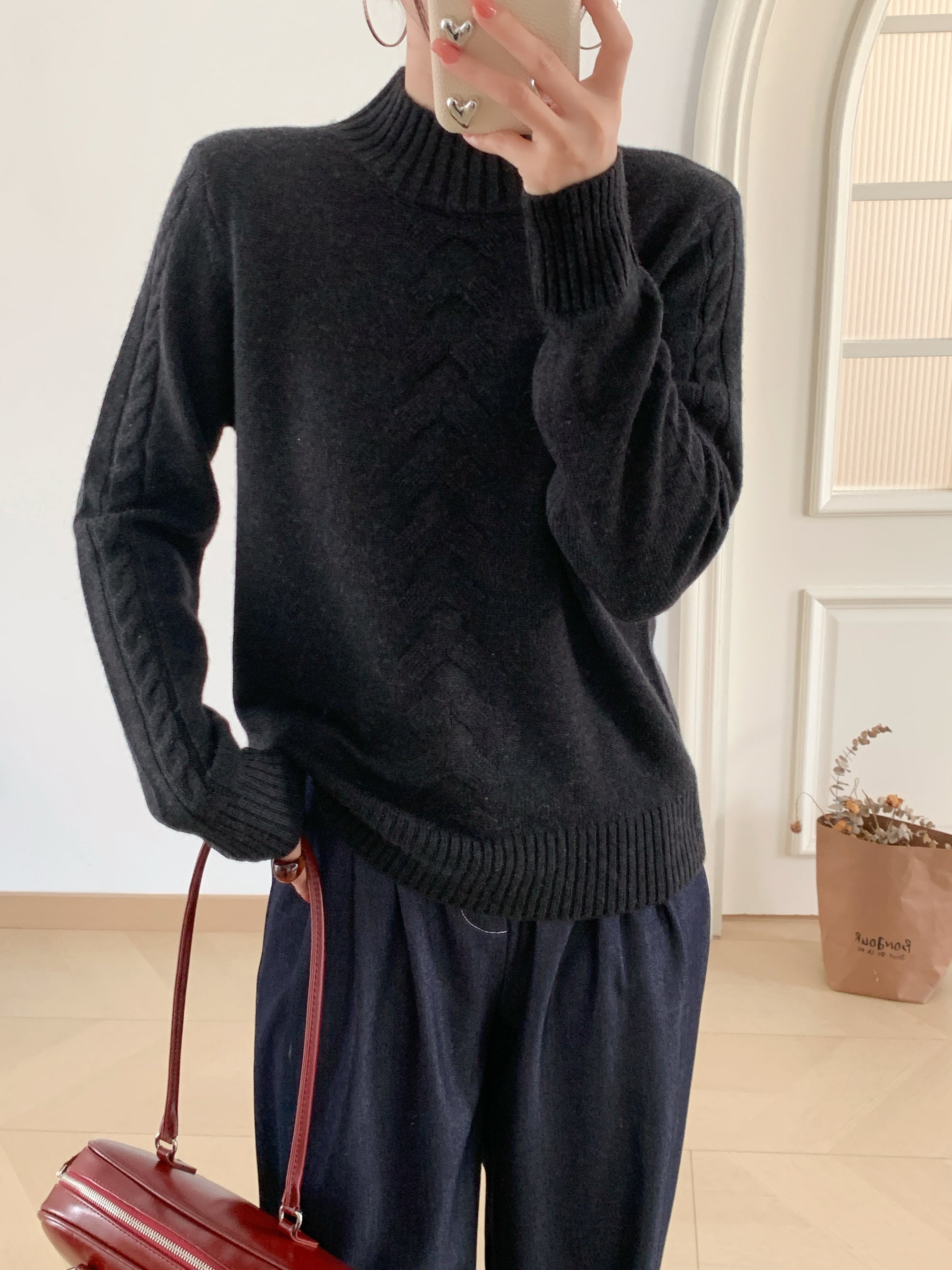 Ladies sweater 100%wool