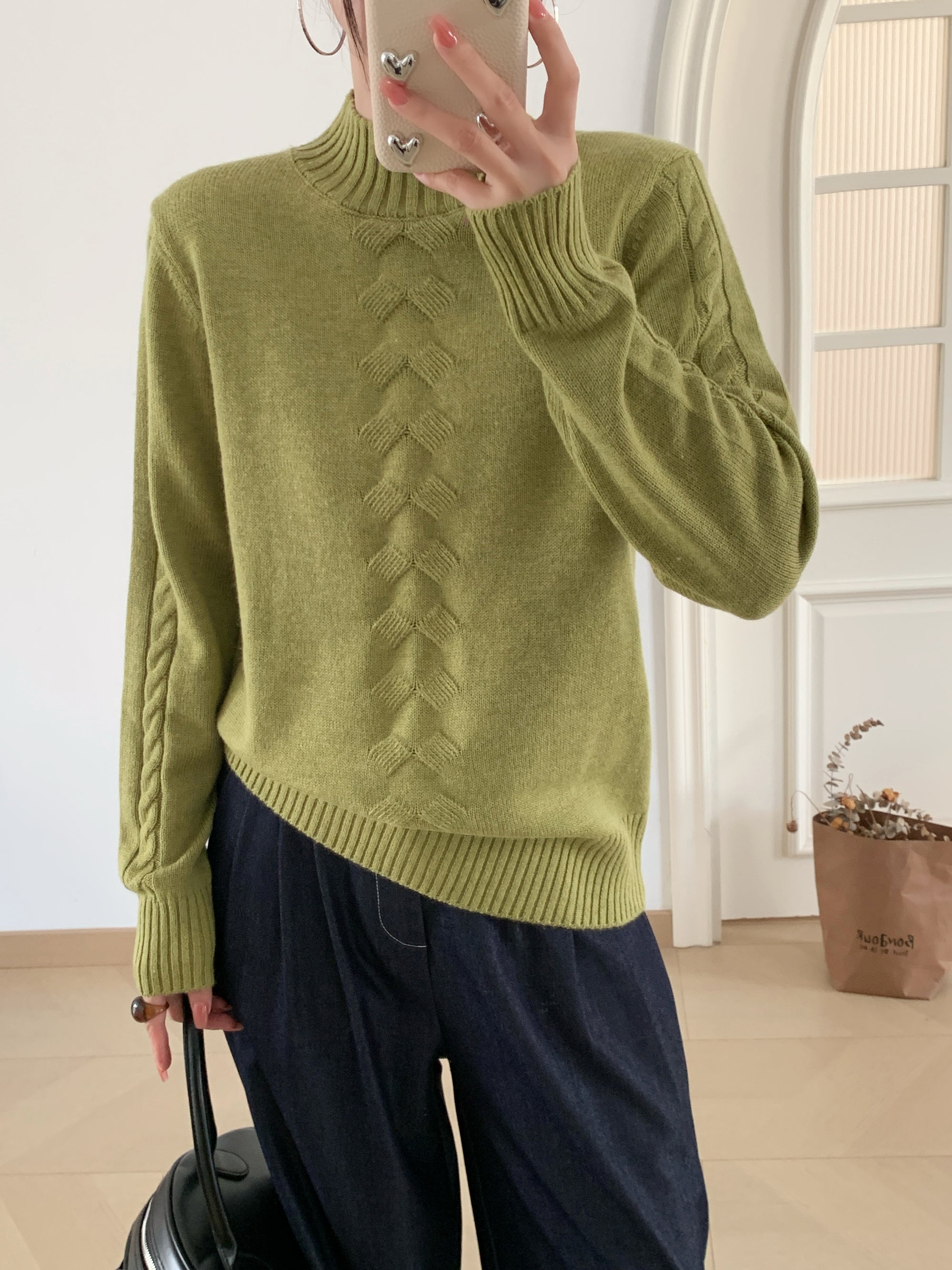 Ladies sweater 100%wool